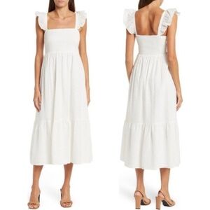 NANETTE LEPORE WHITE EYELET SUNDRESS • MIDI LENGTH • 💯% COTTON • Sz 6